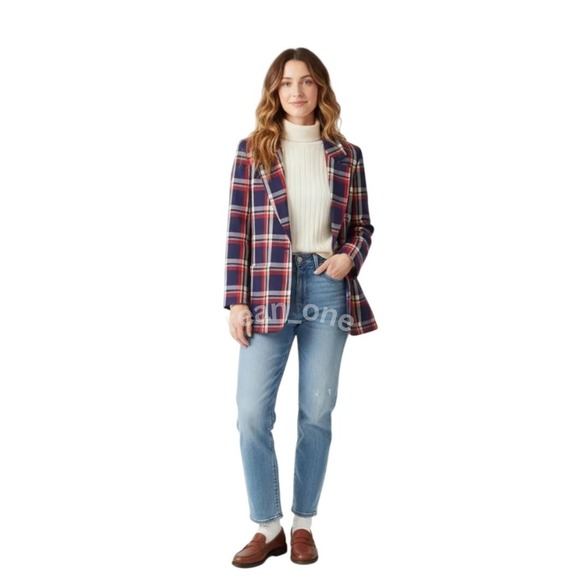 Pendleton Jackets & Blazers - Pendleton Women's Vintage Red Blue Tartan Plaid Blazer Jacket Top Size Petite